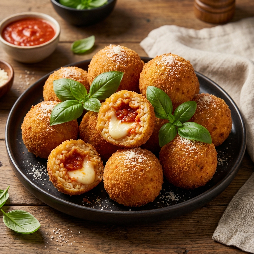 Arancini siciliens dorés
